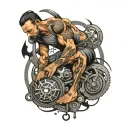 bio mechanic on legs tattoo design idea