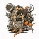 bio mechanic on legs tattoo design idea