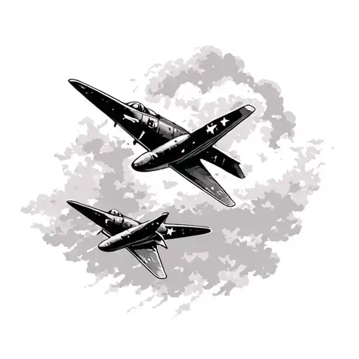2 kamikaze planes soaring across tattoo design idea