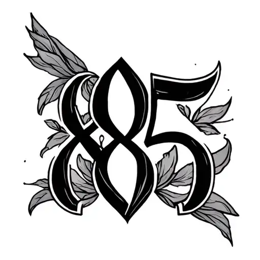 the letter M and the number 85 tattoo design idea
