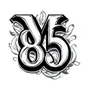 the letter M and the number 85 tattoo design idea