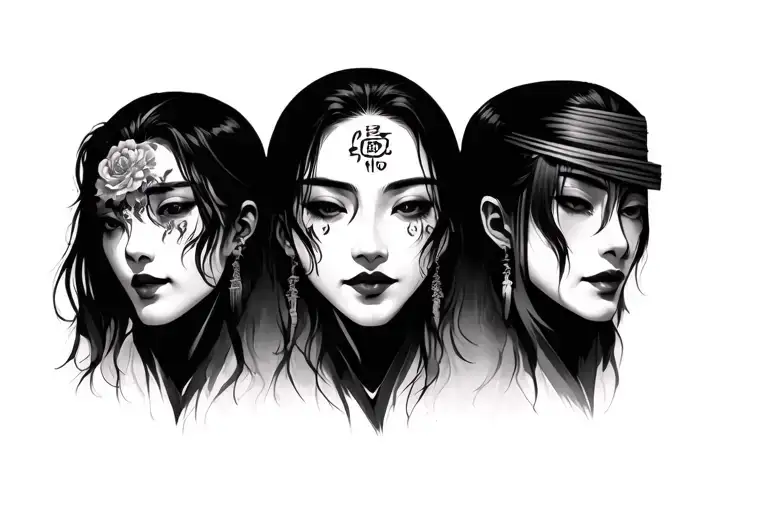 japanese 3 face proverb written tattoo design idea