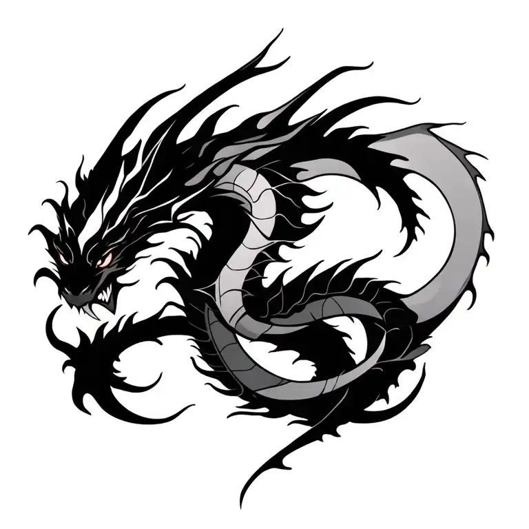 abstract dragon wrapped tattoo design idea