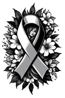 Recovery ribbon intertwined with flowers and she overcame everything that tried to destroy her  tattoo design idea