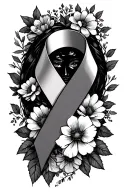 Recovery ribbon intertwined with flowers and she overcame everything that tried to destroy her  tattoo design idea