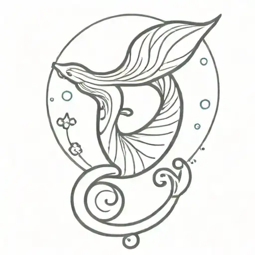 mermaid tail with Pisces symbol tattoo design idea