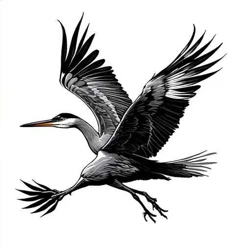 Heron flying tattoo design idea