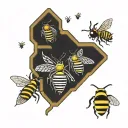 bee hive with family names incorporated tattoo design idea