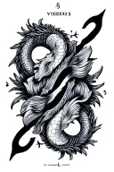 "VIXIXXX5" leo and pisces sign mixed tattoo design idea