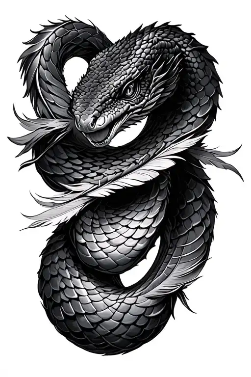 serpent scales and feathers tattoo design idea