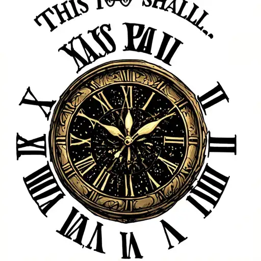 "This too shall pass…" roman numeral clock face tattoo design idea