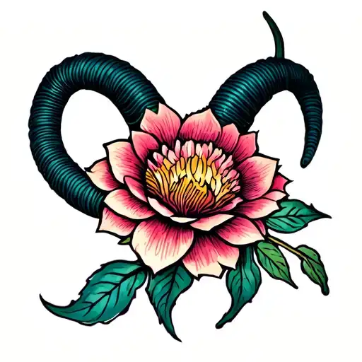 Capricorn Flower tattoo flashe tattoo design idea