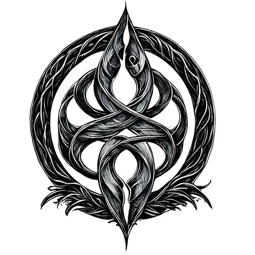 Intricate triskelion embedded in two thick circles. tattoo design idea