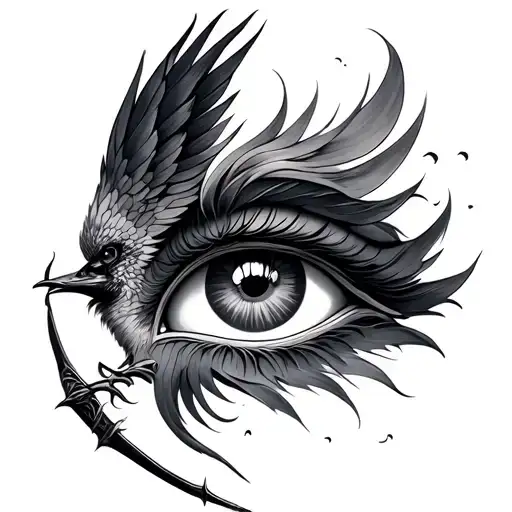 arjuna bow hitting birds eye tattoo design idea