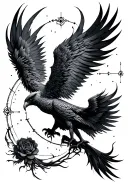 pheonix rising with Aquarius constellation surrounded tattoo design idea