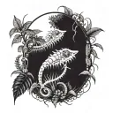 A tattoo design featuring a Venus flytrap and a black widow spider intertwined, set against a backdrop of a dark and mysterious rainforest tattoo design idea