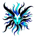 aries sun blue flame tattoo design idea
