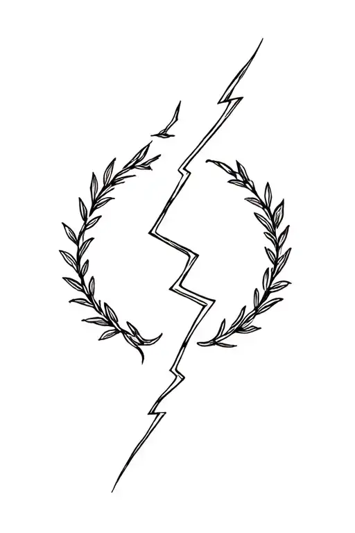 Lightning passing through the wreath tattoo design idea