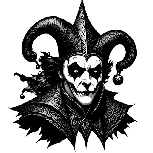 sinister court jester tattoo design idea