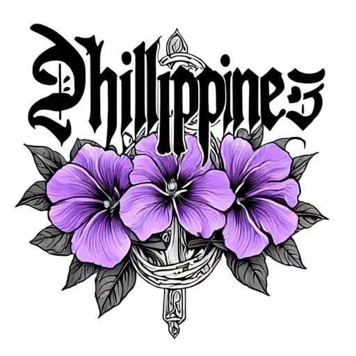 "Philippines 4 : 13" Primrose and violet cross tattoo design idea