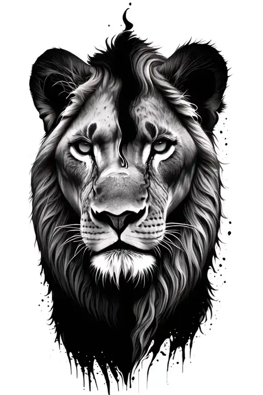 half my portrait with other half lioness symbolizing strength tattoo design idea