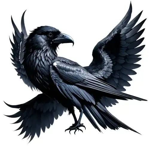 unique evil raven wings extended tattoo design idea