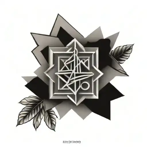 Eudaimonia written in geo symteric shapes tatto tattoo design idea