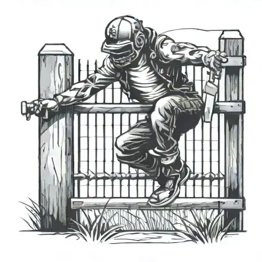 hooligan jumping a fence tattoo design idea