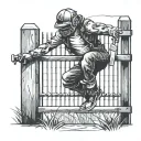 hooligan jumping a fence tattoo design idea