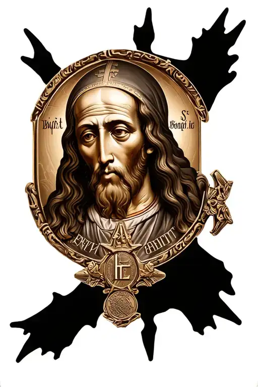 st benedict image and medal tattoo design idea