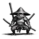 frog in samurai armor with katana and hat tattoo design idea