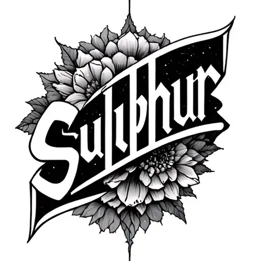 a tattoo design of the name Sulphur written on it in art design  tattoo design idea