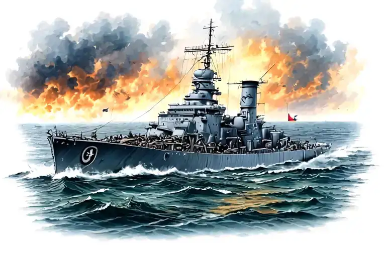 German Battleship, Bismarck tattoo design idea