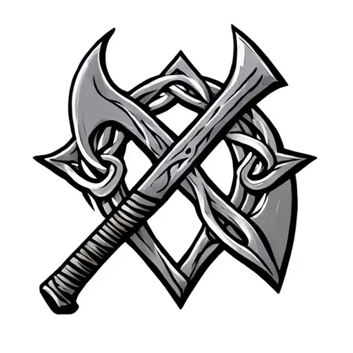 Viking axe Celtic knot intertwined tattoo design idea