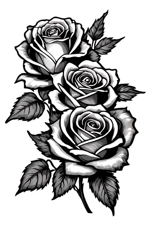 three roses in a tribal design, with birthdates integrated into the design - two live roses for my living children tattoo design idea