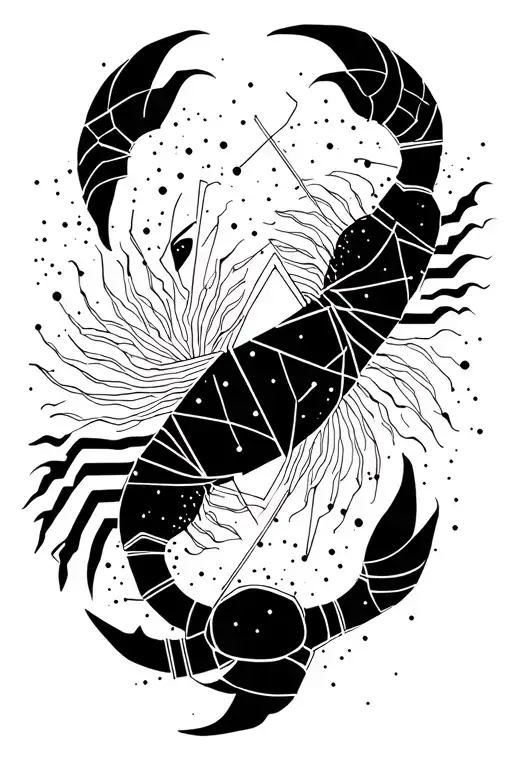 Leo and Scorpio constellation intertwined tattoo design idea