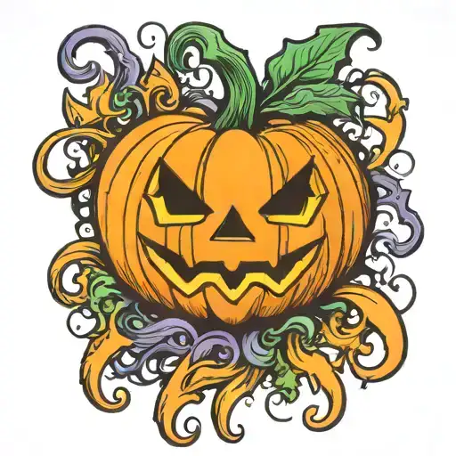 Halloween pumpkin character tattoo design idea
