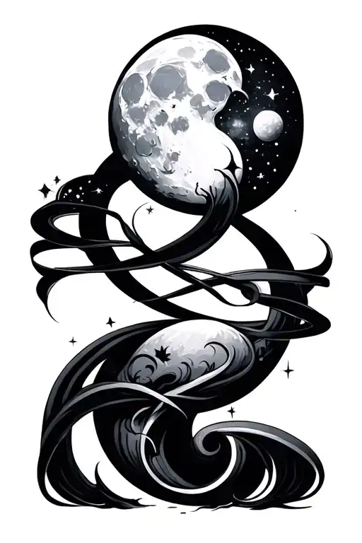 07.01.2004 and 03.06.2000 moon and infinity tattoo design idea