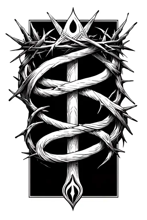 chi rho with crown of thorns wrapping tattoo design idea
