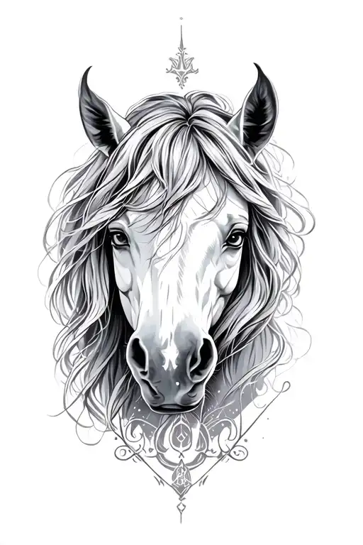 Libra And Sagittarius Combined horse pretty woman tattoo design idea