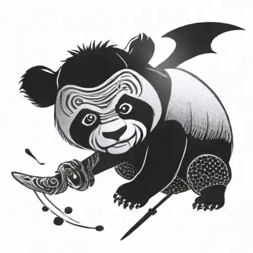 samurai panda tattoo design idea