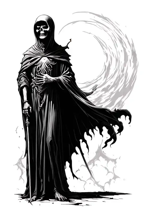 grim reaper standing tattoo design idea
