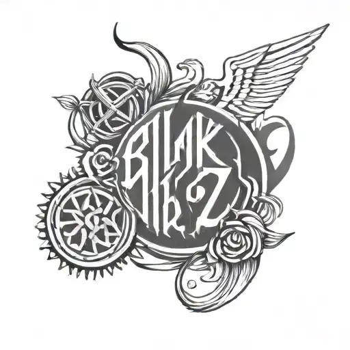 blink 182 logo with foo fighters logo with all time low logo tattoo design idea