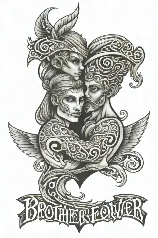 Brother love forever tattoo design idea