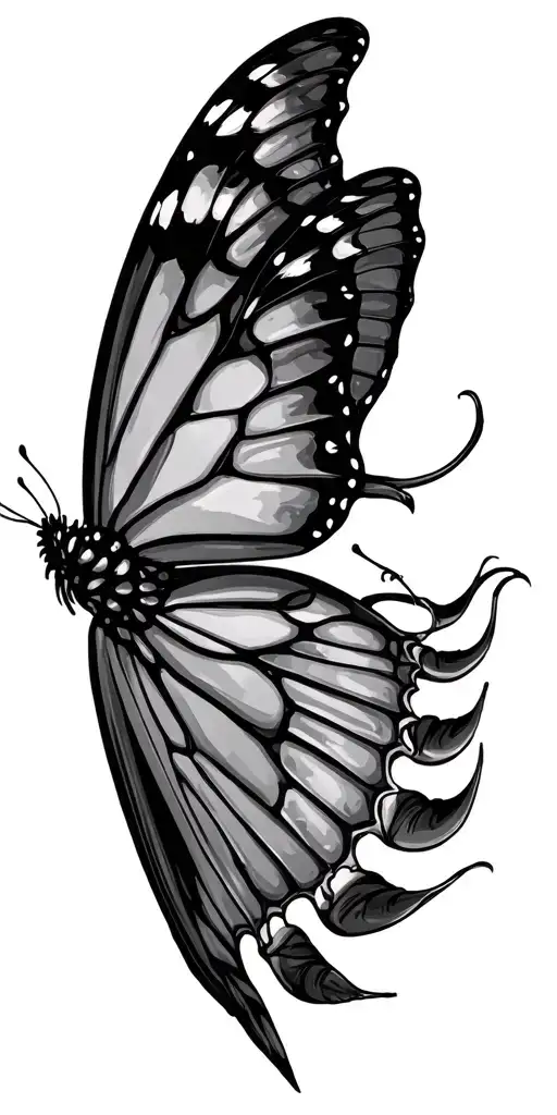 butterfly and raptor claw  tattoo design idea