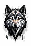 wolf face geometric tattoo design idea