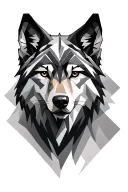 wolf face geometric tattoo design idea