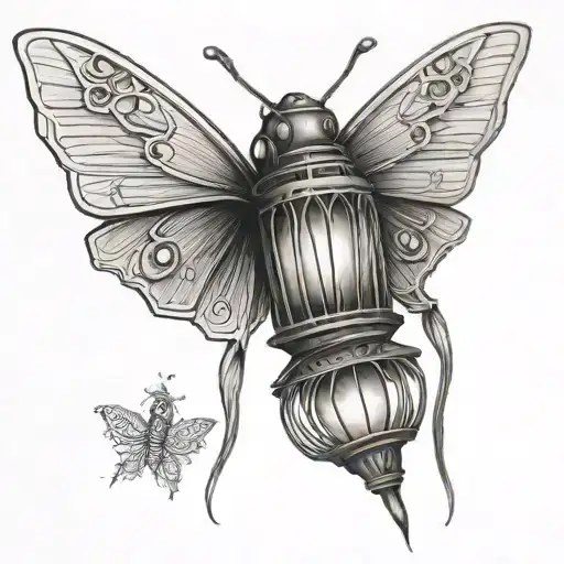 moth lantern nightingale  tattoo design idea