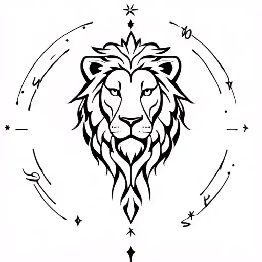 lion astrological sign tattoo with mourning for a dad tattoo design idea
