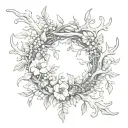 wreath of flowers intertwined in antler sheds  tattoo design idea